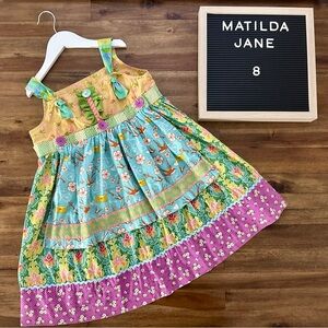 Matilda Jane It’s A Wonderful Parade Funnel Cake Knot Dress 8 Multicolor Floral